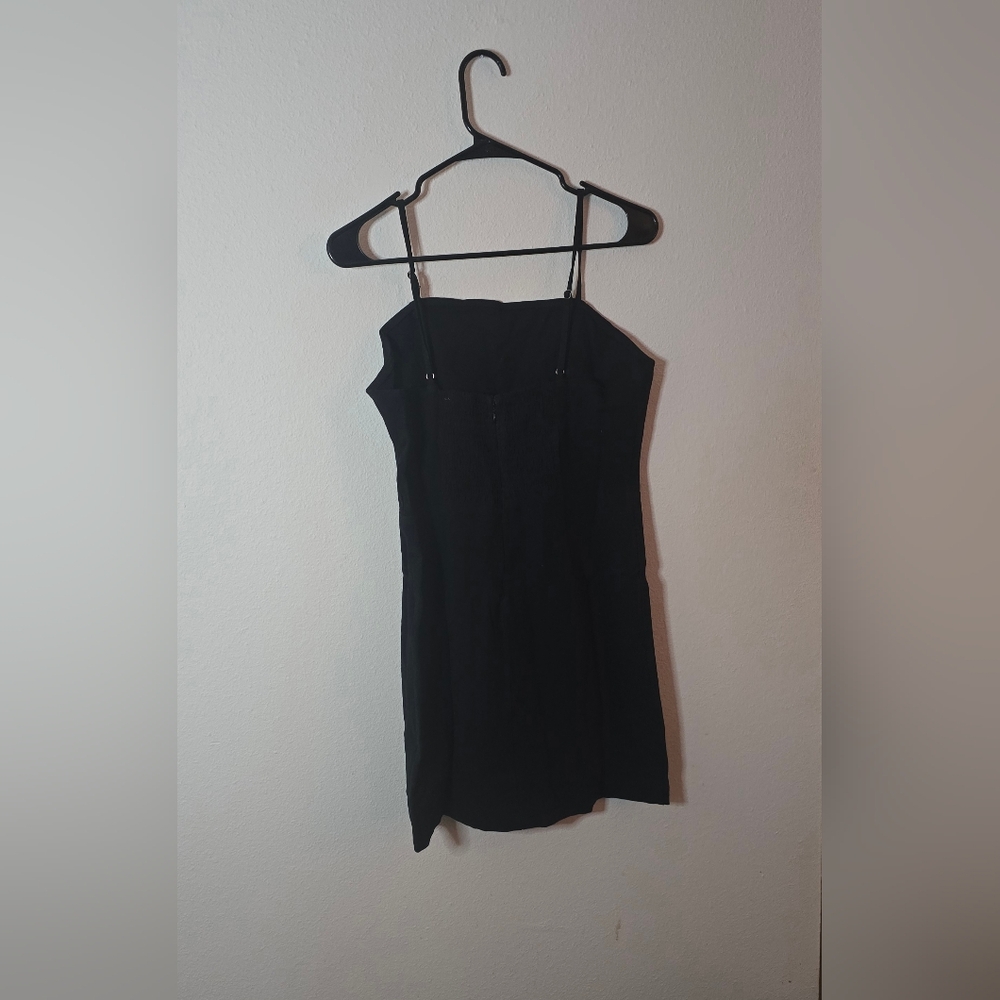 Entro Black Linen Casual Bohemian Minimalist Sleeveless Dress New Size Medium - Picture 3 of 6
